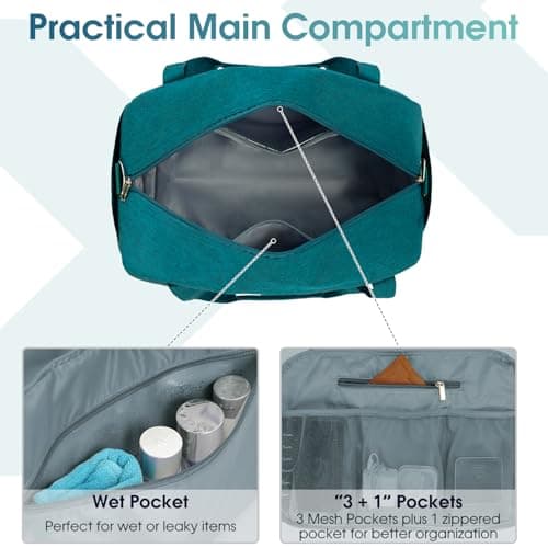 for Easyjet Cabin Bag 45X36X20 Underseat Travel Duffel Bag with Wet Pocket Weekender Overnight Carry on Luggage for Women and Men 25L (Teal) — view 3
