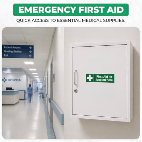 First Aid Kit Located Here Sign | 4 Pack | 15 x 5cm | Self Adhesive Safety Stickers | Gloss Finish — view 2