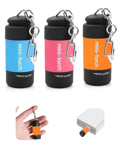 UCEC 3 Pack EDC Keyring Torch Rechargeable USB LED, Mini Flashlight