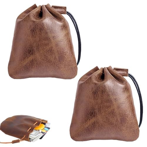 2 Pcs Medium Drawstring Cowhide Bag