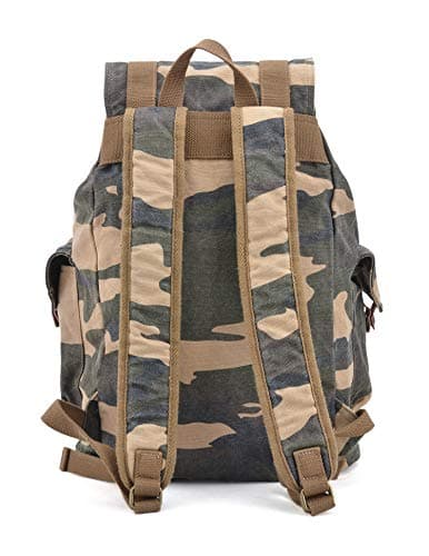 GOOTIUM Canvas Backpack - Vintage Outdoor Rucksack Travel Day Pack, Camouflage — view 4