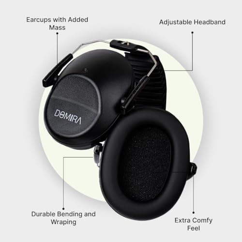 DOMIRA Kids Ear Defenders SNR 26 – Noise Cancelling Ear Muffs for Children, Hearing Protection for School, Travel & Shooting – Lightweight Adjustable Headphones (Black) — view 2