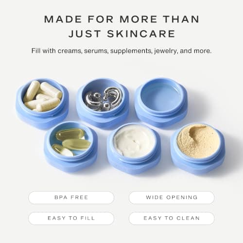 Cadence Capsules - Basic Skincare Set, Pacific - Three Small Containers with Magnetic Lids - 100% Leak Proof and TSA Approved for Travel and Carry On, Minimalist & Stackable (0.56 oz Each) — view 6