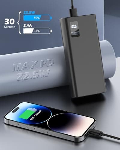 Power Bank 24000mAh Fast Charging, 22.5W USB C Portable Phone Charger Battery Camping Power Bank, Slim Powerbank for iPhone Tablet Laptop Travel — view 4