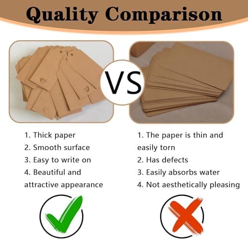 Brown Gift Tags - 100PCS Kraft Paper Tags with String, 9.5x4.5cm Blank Wedding Favour & Name Labels for Presents, Luggage, Christmas & Crafting Supplies — view 5
