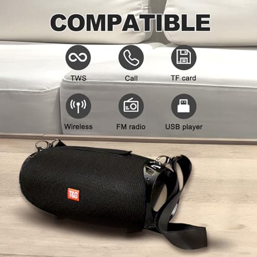 T&G Ourdoor Bluetooth Speaker,20W Loud Wireless Speaker with Shoulder Strap, FM Radio, TF/USB Support, IPX5 Waterproof,Large Boombox For Camping, Hiking, Party, Gift For Men — view 3