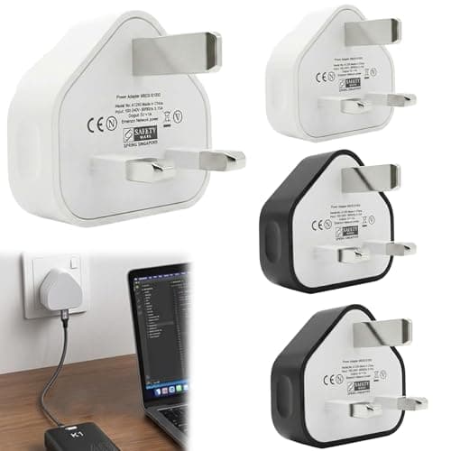 USB Plug USB Charger Plug Adaptor UK 4Pack with USB Single Port 5V 1A 3 Pin