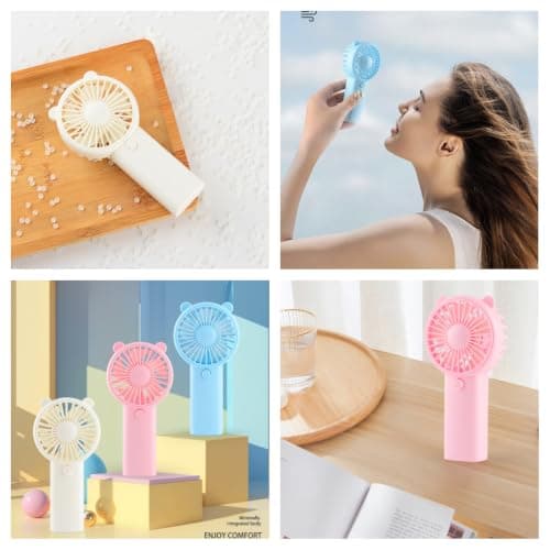 dididudi Mini Hand Fan 3 Pack Cooling Fans Compact Pocket Handheld Fan with Cute Cat Ears Light Quiet Battery Powered Small Mini Hand Held Fans for Camping Hiking Beach Festival Summer Presents — view 4