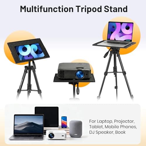 CAHAYA Heavy Duty Projector Stand - Max Load 20kg Adjustable Laptop Tripod with Tray 40.3-118.5cm Portable DJ Equipment Mount 360° Rotation Level & Adaptive Feet for Outdoor Movie、Office、Studio — view 5