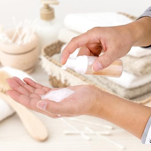 2 Pack Foam Pump Bottle Travel Small Size Mousse Foam Soap Dispenser Mini Empty Clear Plastic Foaming Soap Dispenser Refillable Pump Containers for Face Wash Lash Shampoo Skin Care 50 ml/1.7 oz — view 6