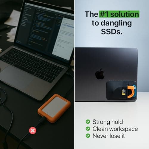 3-Pocket Adhesive Laptop Pouch – Stick-On External SSD, SD Card & Cable Holder – Self-Adhesive Organizer for MacBook, Dell, HP – Compatible with SanDisk, Samsung, Crucial & More — view 2