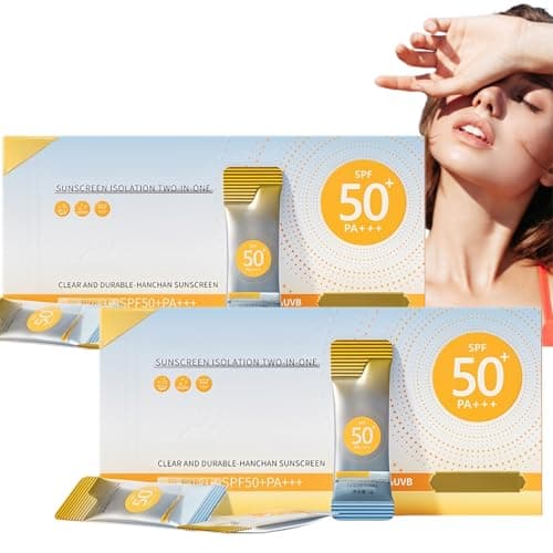 100Pcs Mini Travel Size Sunscreen & Sun Cream,SPF50+ PA+++ Mineral Sunscreen,Lightweight Non-Greasy Face Sunscreen,Face Moisturiser,Waterproof Sun Lotion for Outdoor,Beach,Daily Use (1ml Each)