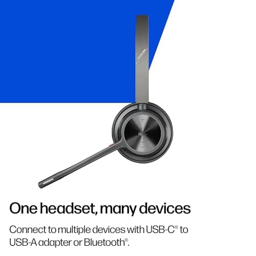 HP Poly Voyager 4320 UC Wireless Headset - Noise-Canceling Boom Mic - Connect to PC via USB-C to USB-A Adapter, Cell Phone via Bluetooth - Microsoft Teams certified — view 5