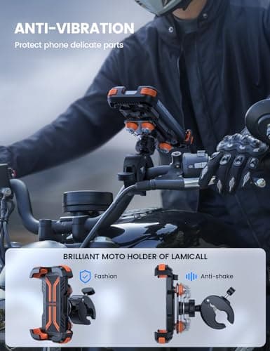 Lamicall Motorbike Phone Holder, [Dual Anti-Shock] Bike Phone Holder Orange — view 2