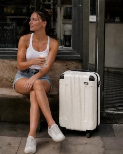 Kono Ryanair Cabin Suitcase 55x35x20cm ABS Hard Shell Travel Luggage,Beige — view 4