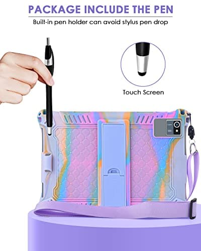 KATUMO Universal Silicone 10.1 inch Tablet Case, Rose Red+Purple — view 4