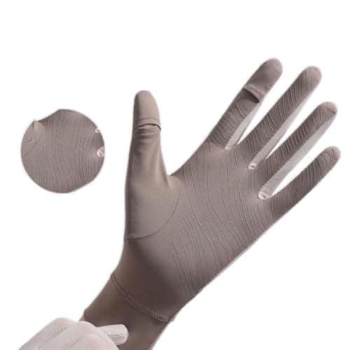 UV Sun Protection Gloves for Women Full Finger Ice Silk Touch Screen Non-Slip Driving Gloves for Travel Golf Running, gray, One Size — view 4