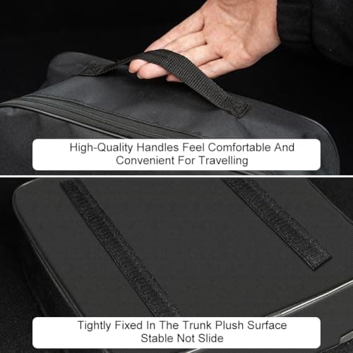 Kiuiom Large Capacity Car Hose Storage Bag,Ev Charging Cable Bag,Waterproof Portable Ev Cable Storage Bag,Ev Charger Organiser with Carry Handle Zip,for Caravan,Campervan,Square,Black — view 3