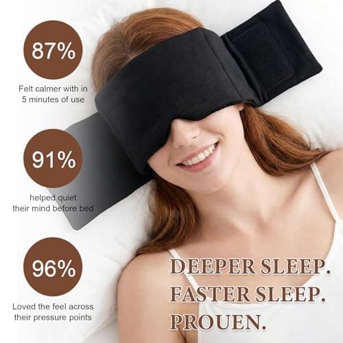 2 PCS Weighted Eye Mask for Sleeping Weighted Sleep Mask with Beads and Soft Cotton Cloth Portable and Skin-Friendly Relieves Fatigue for Train Travel and Home Use — view 3