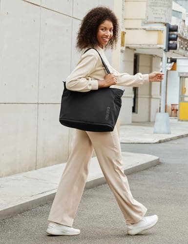 EASYSO Tote Bag for Women Expandable Nylon Shoulder Bags with Yoga Mat Strap for Travel Work School Gym — view 2