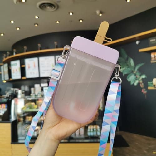Cute Water Bottle with Straw Hiking Activity City Tour Purple One Size — view 5