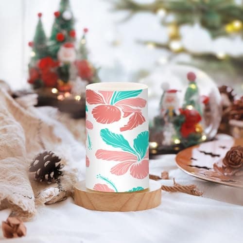 xigua Flameless Candles, Coral Teal Hibiscus Flickering LED Candles,2 Pack Battery Operated Candle with 18-Key Remote or Wedding, Table, Halloween, Christmas Decor — view 5