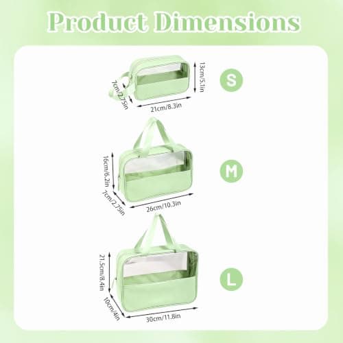 Clear Travel Toiletry Bag 3 Pack, Waterproof PVC Wash Bag Set — view 2