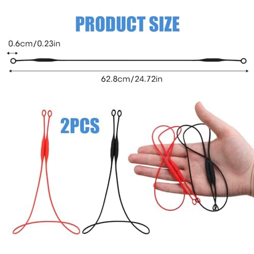 2Pcs Magnetic Silicone Earbud Strap, Anti-Lost Neck Lanyard with Modular Connection Tips, Sports Earphone Cord for Detachable Ear Tips, Sweatproof and Secure for Gym, Running, Travel (Red & Black) — view 2