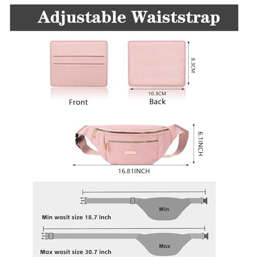 BAIYSFFG Fanny Pack Fashionable Waist Bag Unisex Fashion Waist Bag Casual Travel Bum Bag with 3 Zipper Pockets for Women Men Sports Running Hiking Jogging (Pink) — view 2