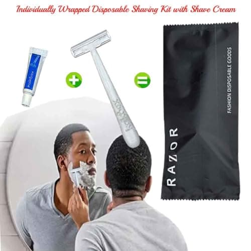 10Pack Individually Wrapped Travel Disposable Razors Kit With Shave Cream; Guest Private Care Manual Razor Toiletries Amenities;Multipurpose Luxury Hotels Shaving Razor Set for Home Hotel Travel — view 2