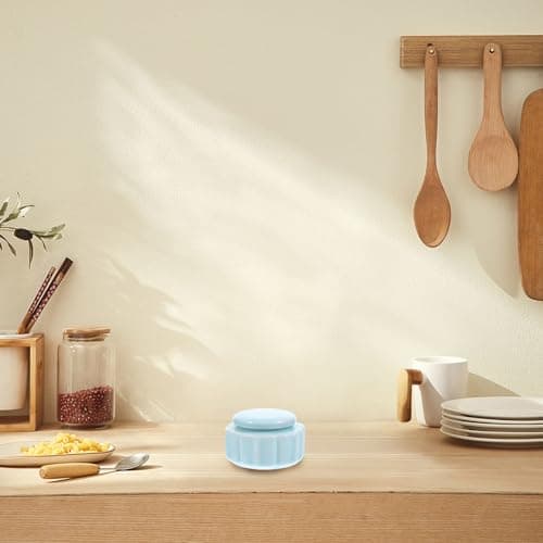 Kichvoe Vintage Porcelain Mini Jar 15ml Sky Blue Ceramic Lip Cream Container with Lid, Multi-use Travel Storage Pot for Lip Scrub, Makeup, and Cosmetic Accessories — view 4