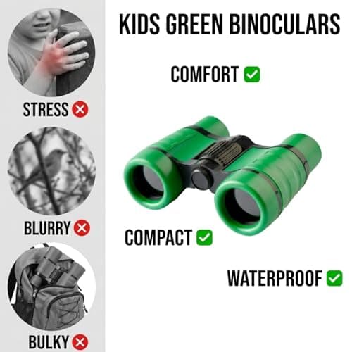 Hopzab 4x30 Mini Binoculars – High Magnification, Waterproof and Portable, Ideal for Birdwatching, Hiking, Camping and Outdoor Activities – Green — view 5