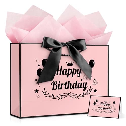 JMANNI Large Birthday Gift Bag for Women Girls,Birthday Bags for Presents