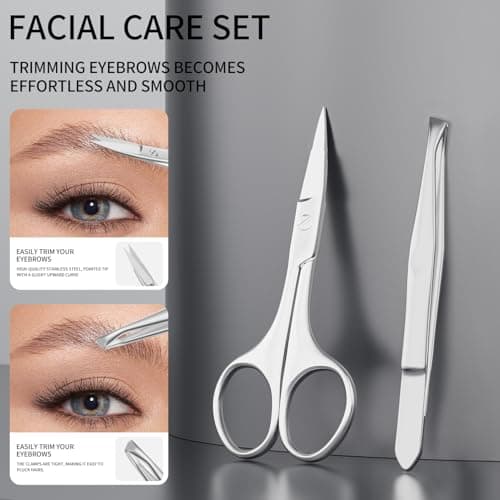 ESSBES Professional Manicure Set for Men & Women, 7-Piece Stainless Steel Nail Grooming Kit with Large Nail Clippers, Travel Manicure Kit in Black PU Leather Case — view 5