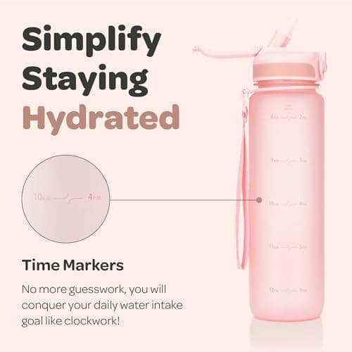 Hydracy Motivational Water Bottle with Time Marker and Straw Lid 1 L — view 4
