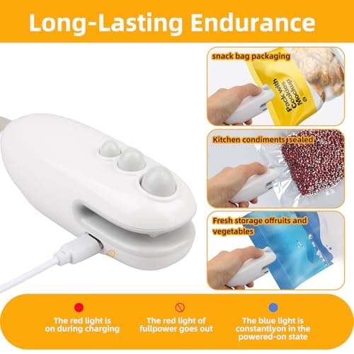 2pcs Mini Bag Sealer, 2 in 1 Portable Handheld Mini Heat Sealer, Handheld Bag Heat Vacuum Sealer, Rechargeable Magnetic Easy Seal Bag Sealer, Packet Sealer for Snacks and Food Preservation Storage — view 3