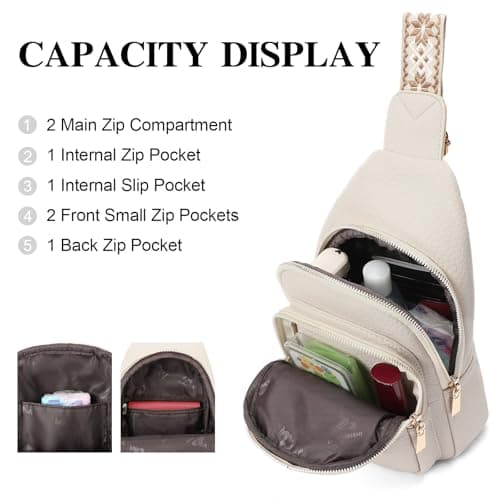 SENDEFN Crossbody Bags for Women Sling Bag Vegan Leather Chest Bag Fanny Pack with Adjustable Guitar Strap for Travel — view 3