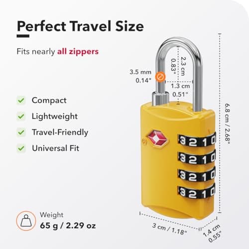 NovLock Suitcase Padlocks, TSA Approved Luggage Locks, Travel Padlocks — view 4