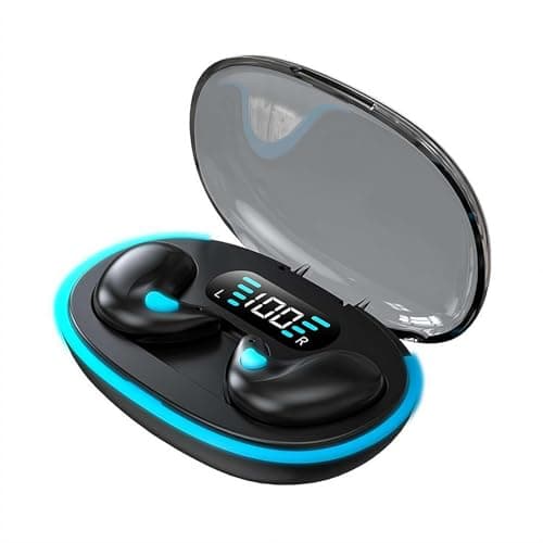 Invisible Sleep Earphone IPX5 Waterproof 5.3 Earbuds Stereo D7X4 Headset 2025 New Mini Headphones Bluetooth X5 vibrate Multifunctional trellis, Trellis earphones, Computer silicone noise (Black)