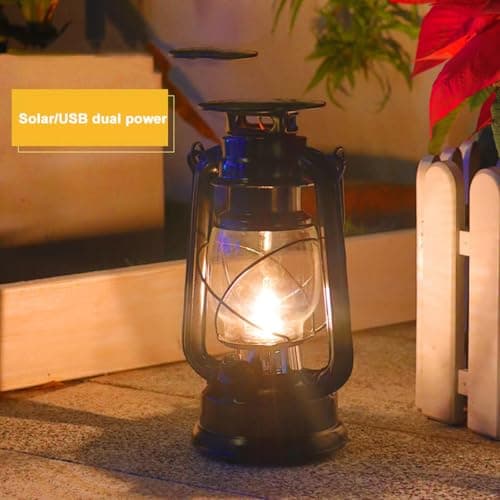 CUTEBAOO solar Lights Outdoor Garden, Hanging Flickering Metal Antique Lantern Solar Lights,Solar Vintage Lantern 4 Packs,Decor Gifts for Women Mom Grandma — view 3