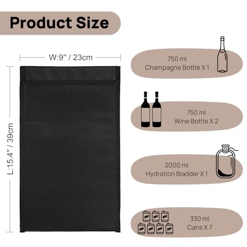 TUDEQU Insulated Wine Bag Leakproof | Cooler for Wine Travel | Wine Carrier 2 Bottle |Insulated Sleeve for 2L Water Bladder — view 4