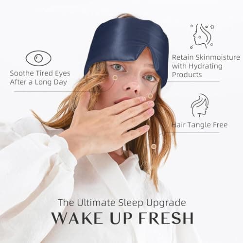 Topnma Silk Sleep Mask, Large Blackout Nose-Wing for Side Sleeper - Navy — view 5
