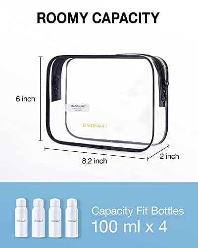 BAGSMART 2pcs Clear Toiletry Bag TSA Travel Essential for Makeup Liquids — view 3