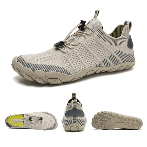 Barefoot Shoes Men Women Water Shoes Wide Lightweight Walking Shoes(3027Beige， 5UK) — view 2