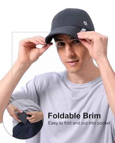 GADIEMKENSD UPF 50+ Foldable Sport Cap Breathable Baseball Caps Mens Summer Reflective Running Hat for Women Sun Hats UV Protection Sunhat for Golf Tennis Travel Hiking Accessories, Dark Grey, S-M — view 4