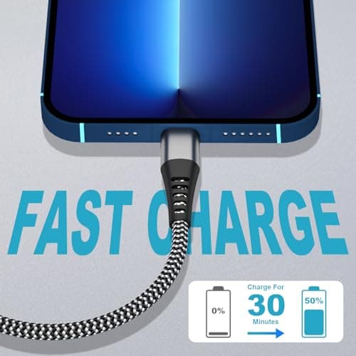 iPhone Charger Cable Short 30CM 2Pack, MFi Certified iPhone Lightning Cable 0.3M Short iPad Charging Cord Nylon iPad USB Wire Fast Charging iPod Lead Wire for iPhone 14 13 12 11 Pro Max XS 8 7 — view 4
