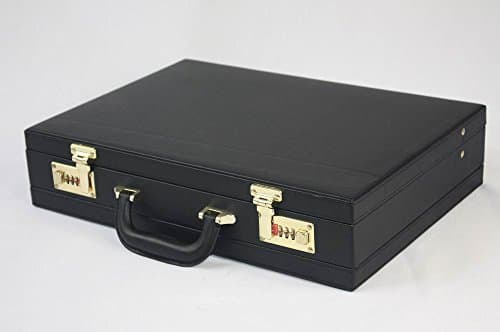 Professional Mens Leather Executive Black Briefcase with Combination Golden Lock — view 6