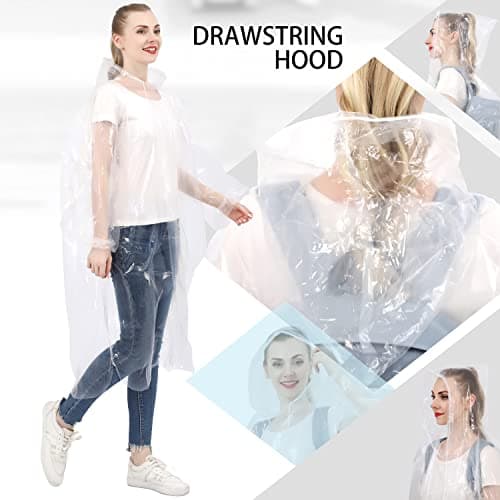 SWOGAA Disposable Rain Ponchos for Adults 6 Pack Extra Thick — view 4