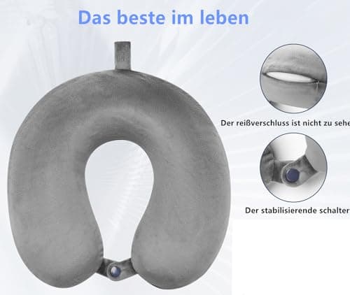 kierain Travel Pillow Memory Foam Neck Pillow for Travel Support Pillow Luxury Compact Lightweight Quick Pack for Camping Sleeping Rest Cushion (Gray) — view 5