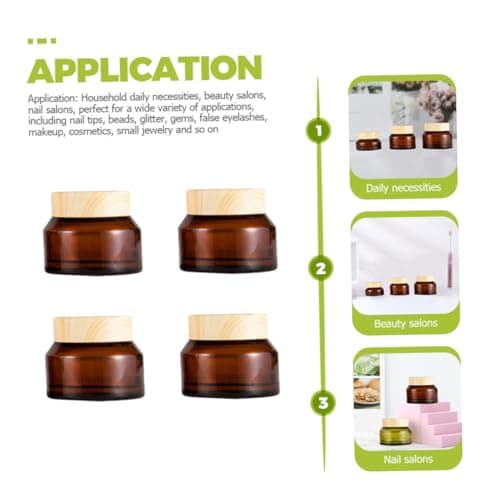 SOLUSTRE 5pcs Refillable Travel Containers 15g Tiny Brown Glass Cream Jars with Pp Lids for Storing Cosmetic Items and Creams, for Travel and New Year Use Random Color — view 6